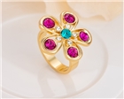 彩色花朵水晶戒指 LKN18KRGPR331
