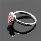不锈钢圆形形指环 搭配新款心形镶水晶石戒指