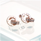 欧美个性锆石耳钉简约双环耳饰 罗马数字圆圈耳环钛钢饰品