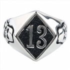 钛钢指环 幸运13骷髅头戒指 金色13数字戒指 数学指环