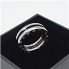 新款欧美黑白陶瓷男女通用钛钢戒指 18K玫瑰金食指尾戒指指环